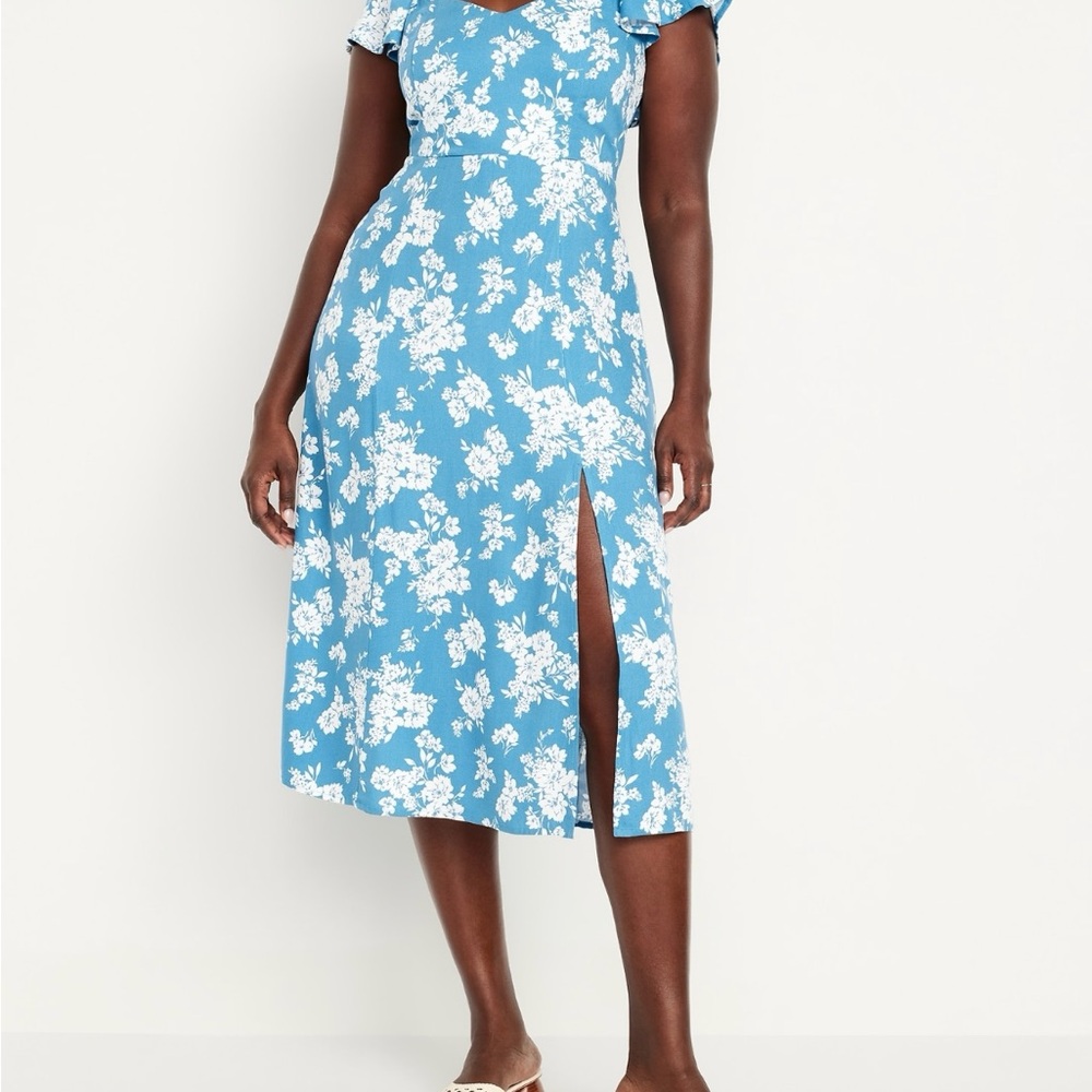 Old Navy Floral Blue Midi Dress small tall cottage core - Picture 4 of 5